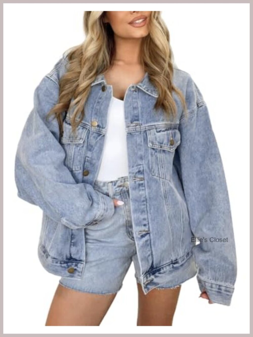 Oversized Long Denim Jacket Women Trucker Button Down Coat